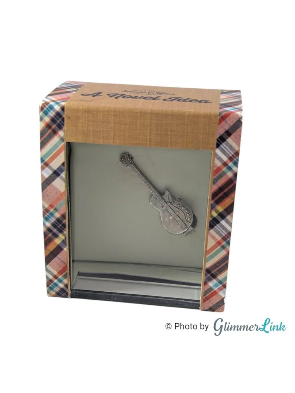 Guitar Tie Clip Silver Tone Novelty Musician Tie Bar Boxed